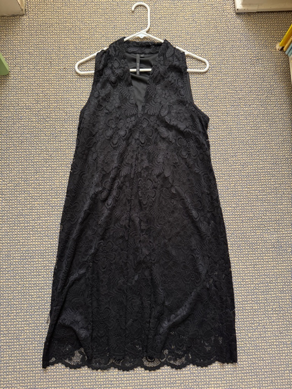 Sleeveless Black Lace Mini Dress with V-Neck
